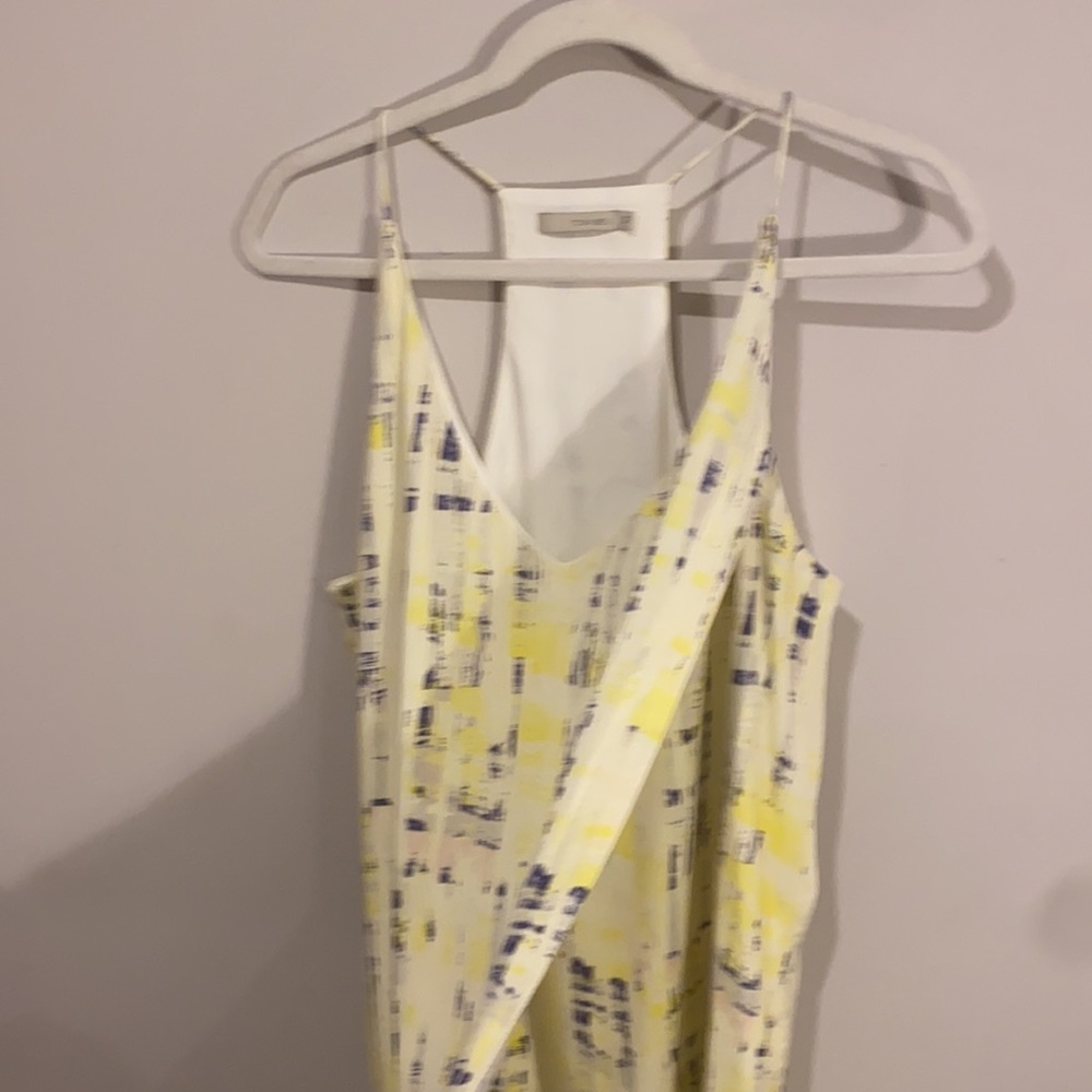 White & Yellow Mini Wrap Summer Dress - Picture 3 of 7